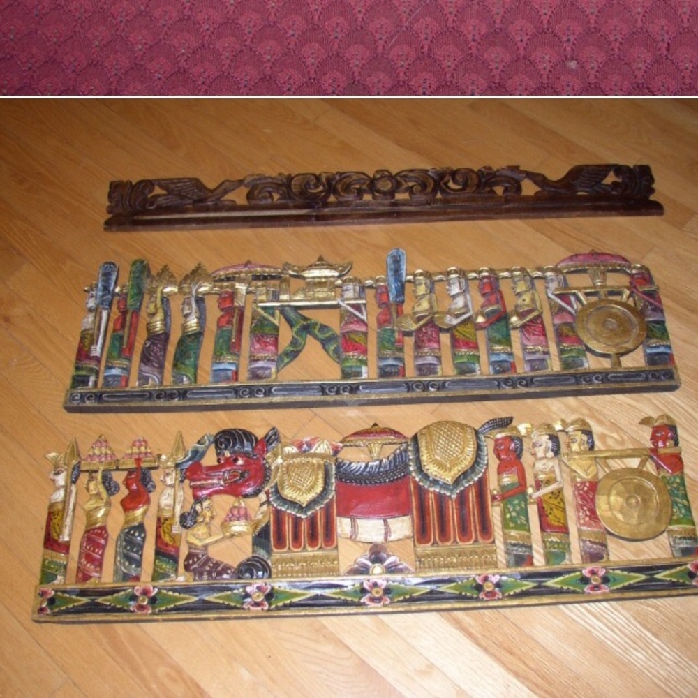 Indonesian wooden wall art . Hand carved.